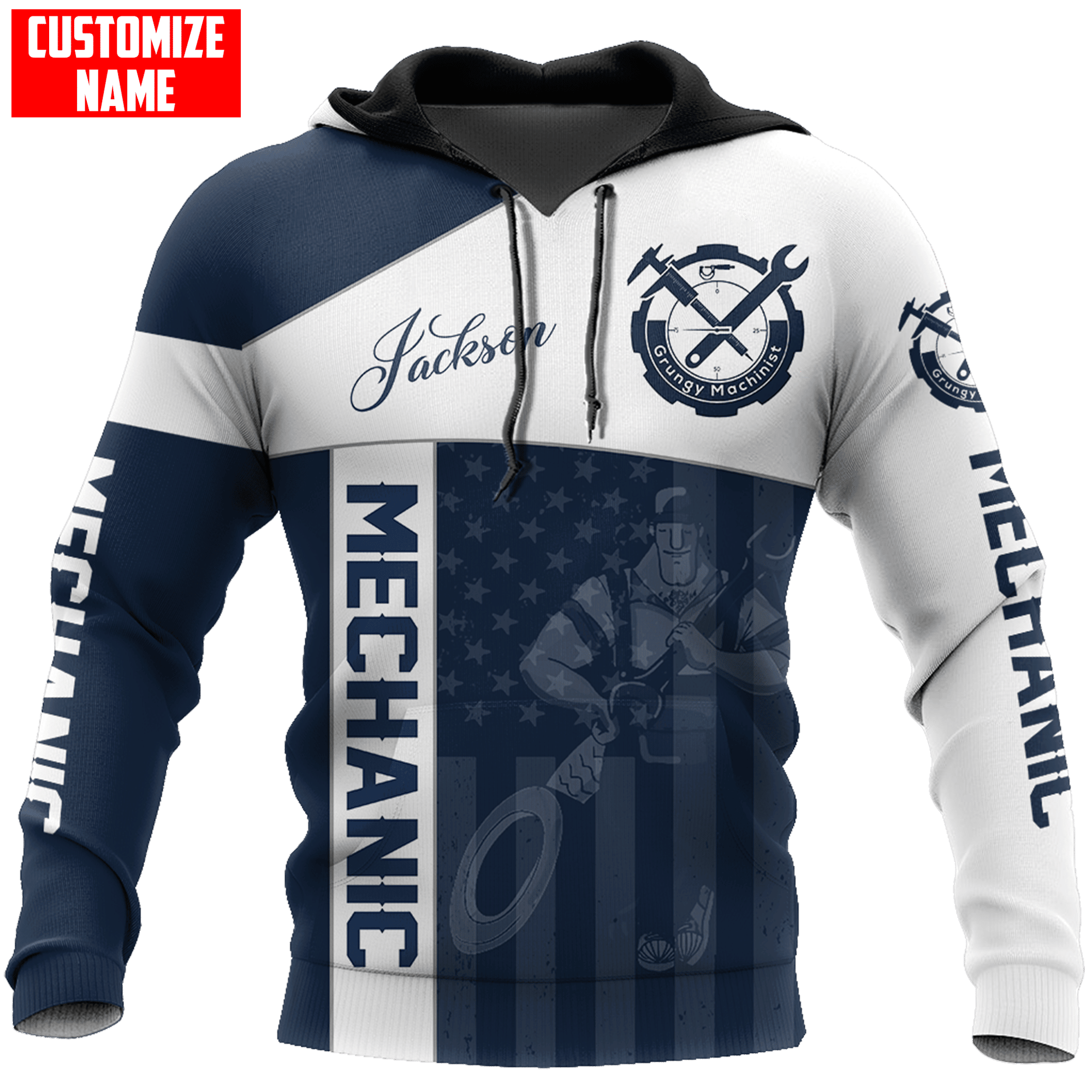 Personalized Name American Mechanic Unisex Shirts Blue