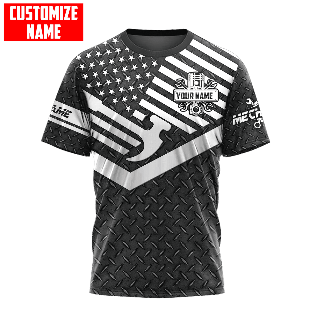 Personalized Name American Mechanic Shirts Metal