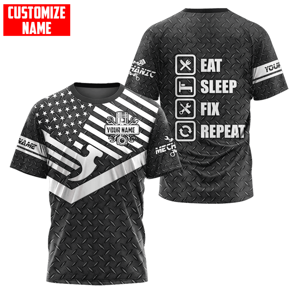Personalized Name American Mechanic Shirts Metal