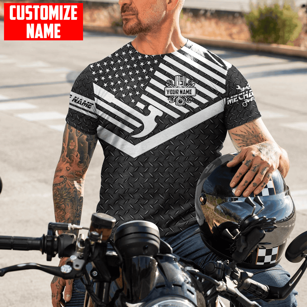 Personalized Name American Mechanic Shirts Metal