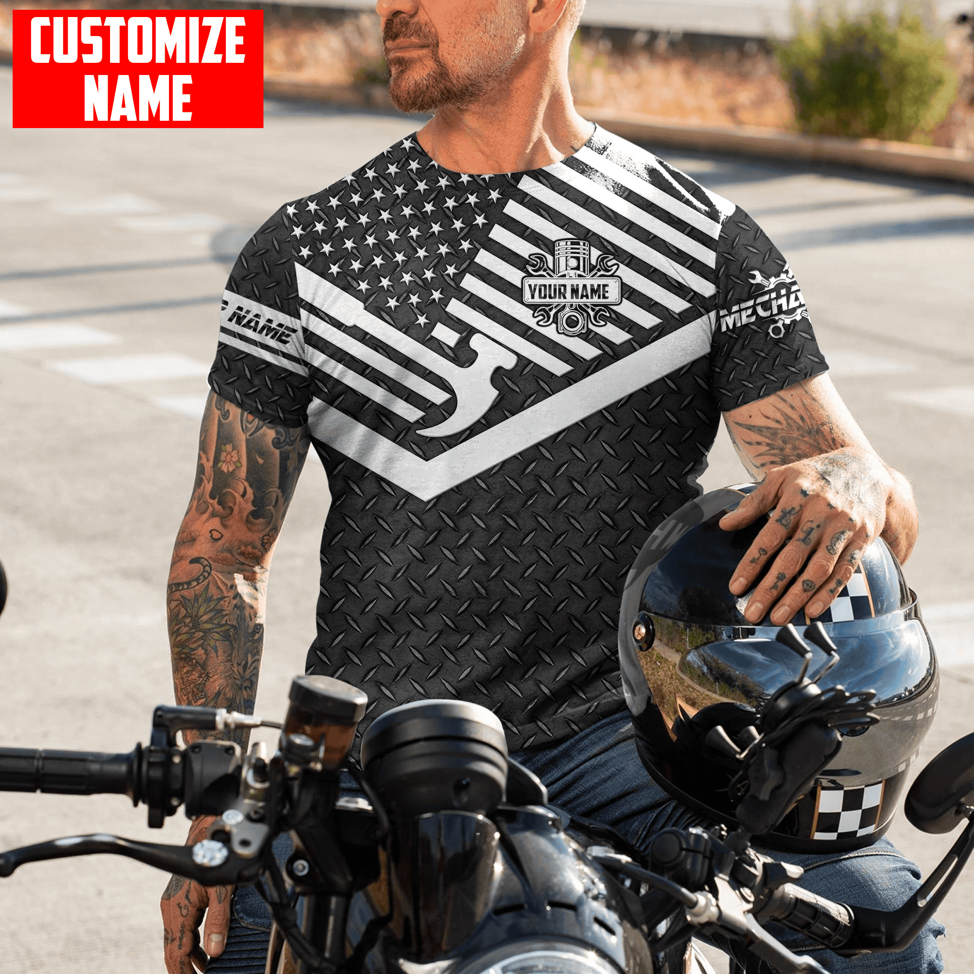 Personalized Name American Mechanic Shirts Metal