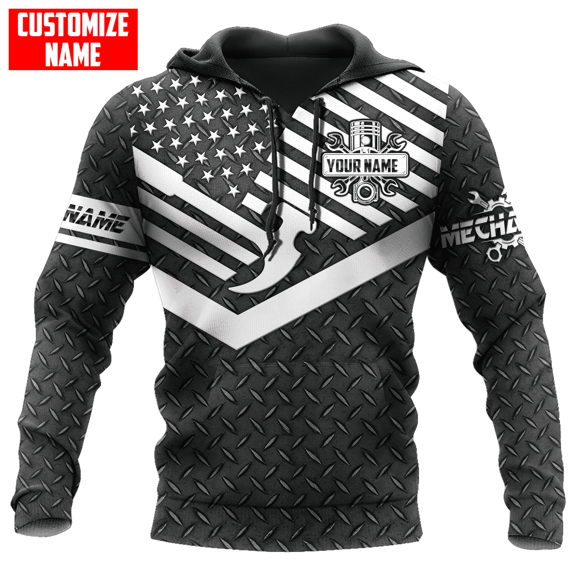 Personalized Name American Mechanic Shirts Metal
