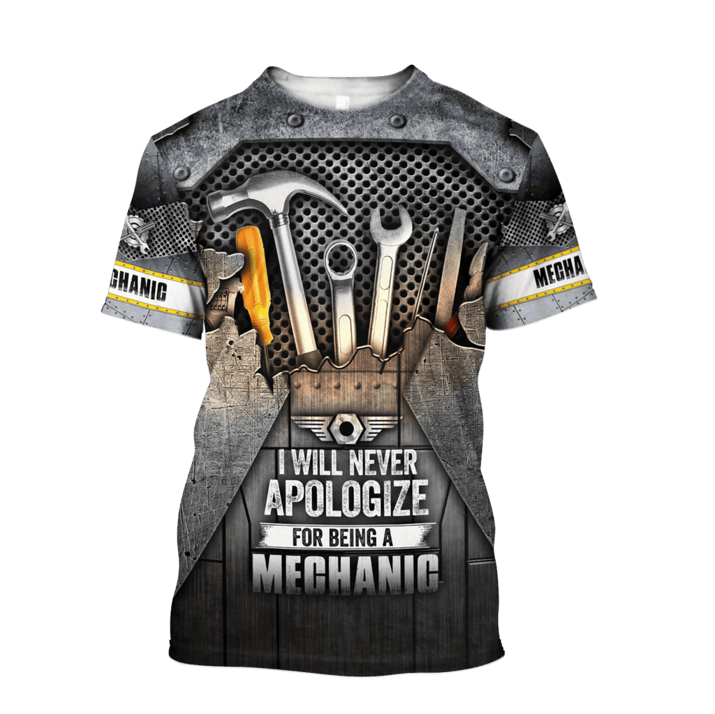 Personalized Name I Will Never Apologize For Being A Mechanic Shirts Metal
