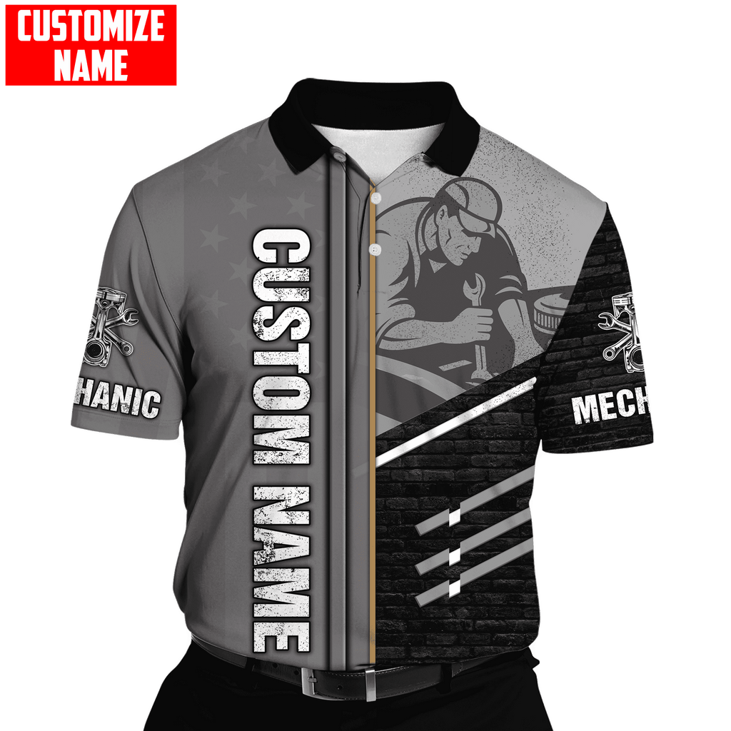 Personalized Name Mechanic Unisex Shirts Metal Pattern