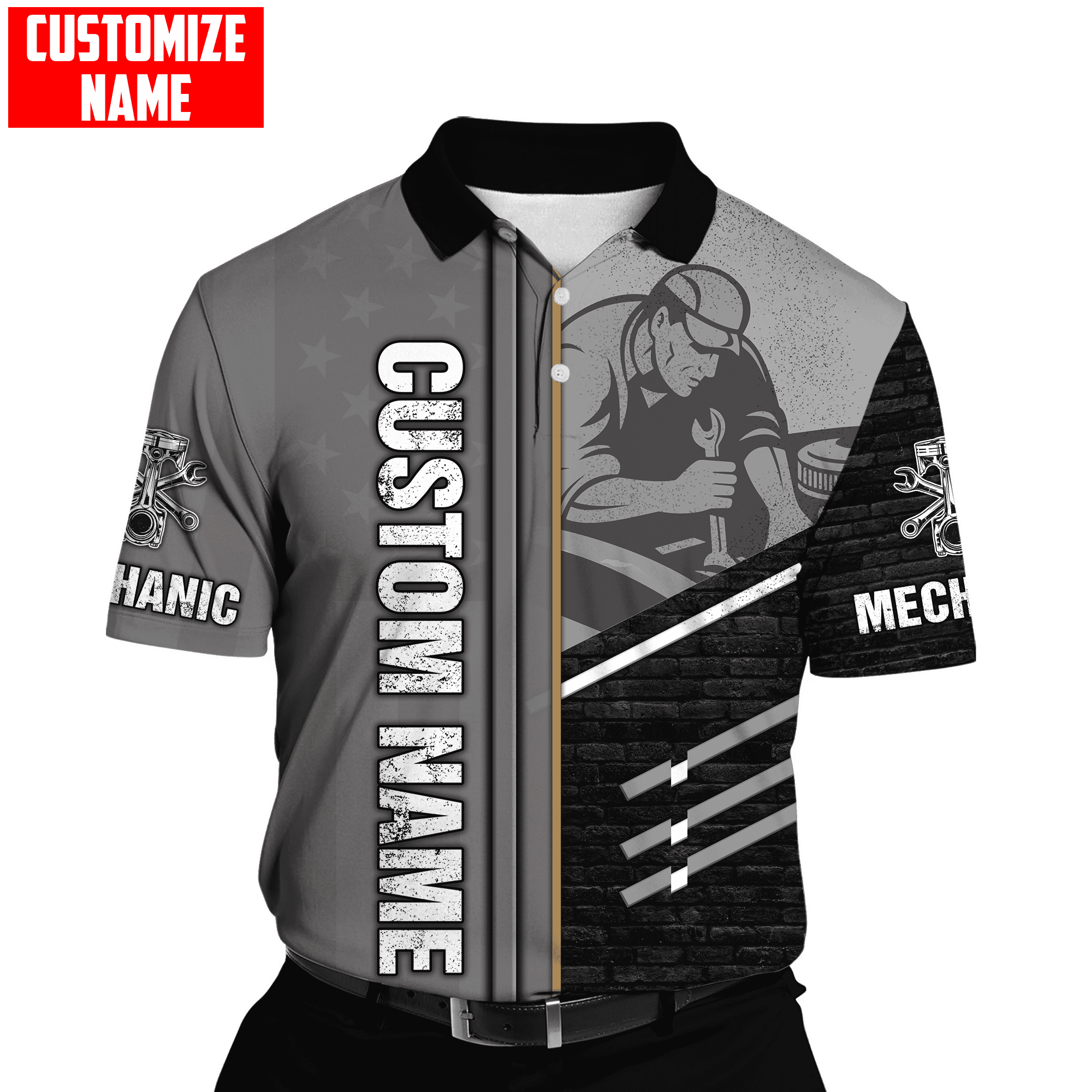 Personalized Name Mechanic Unisex Shirts Metal Pattern