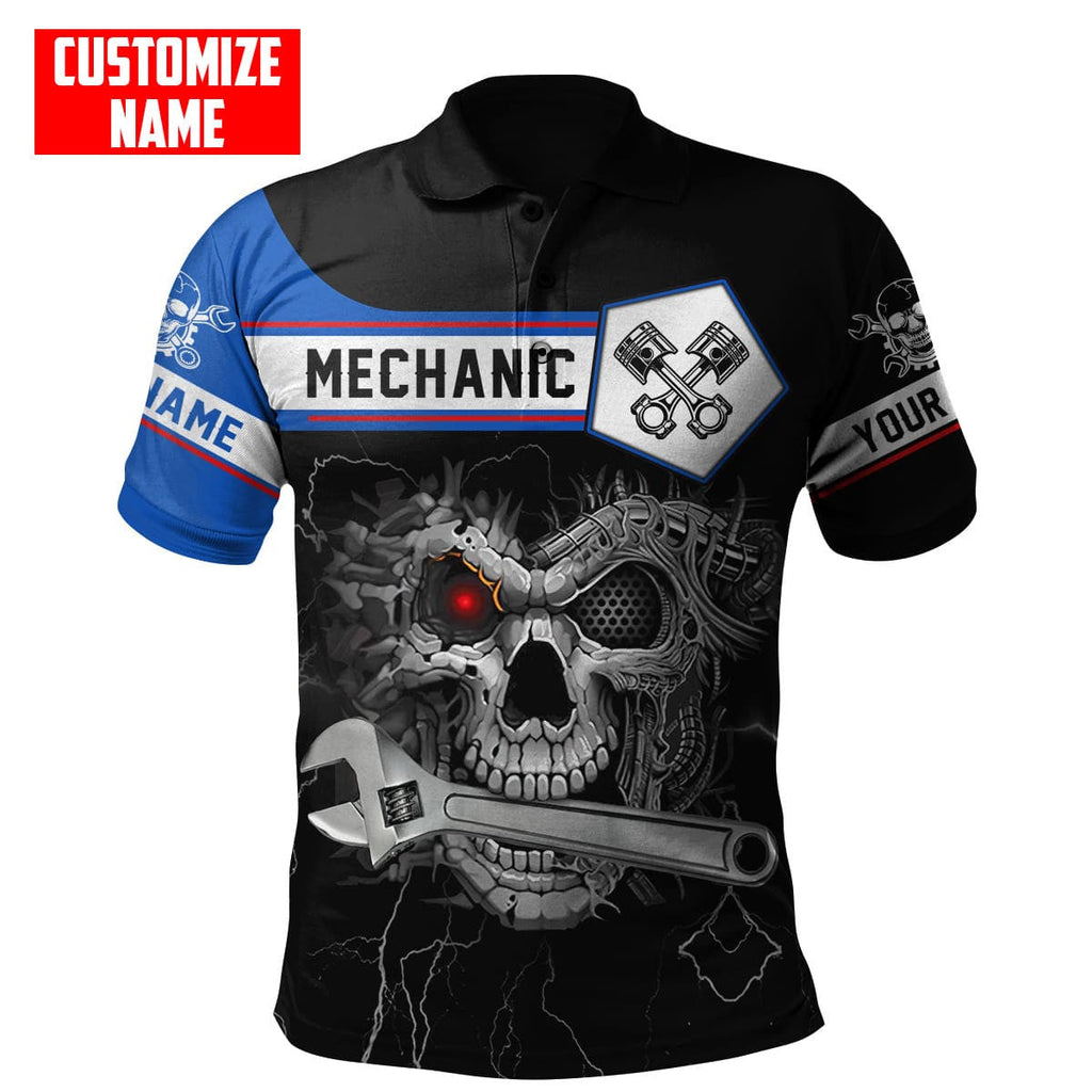 Mechanic Skull Customized Name Auto Mechanic Unisex Shirts