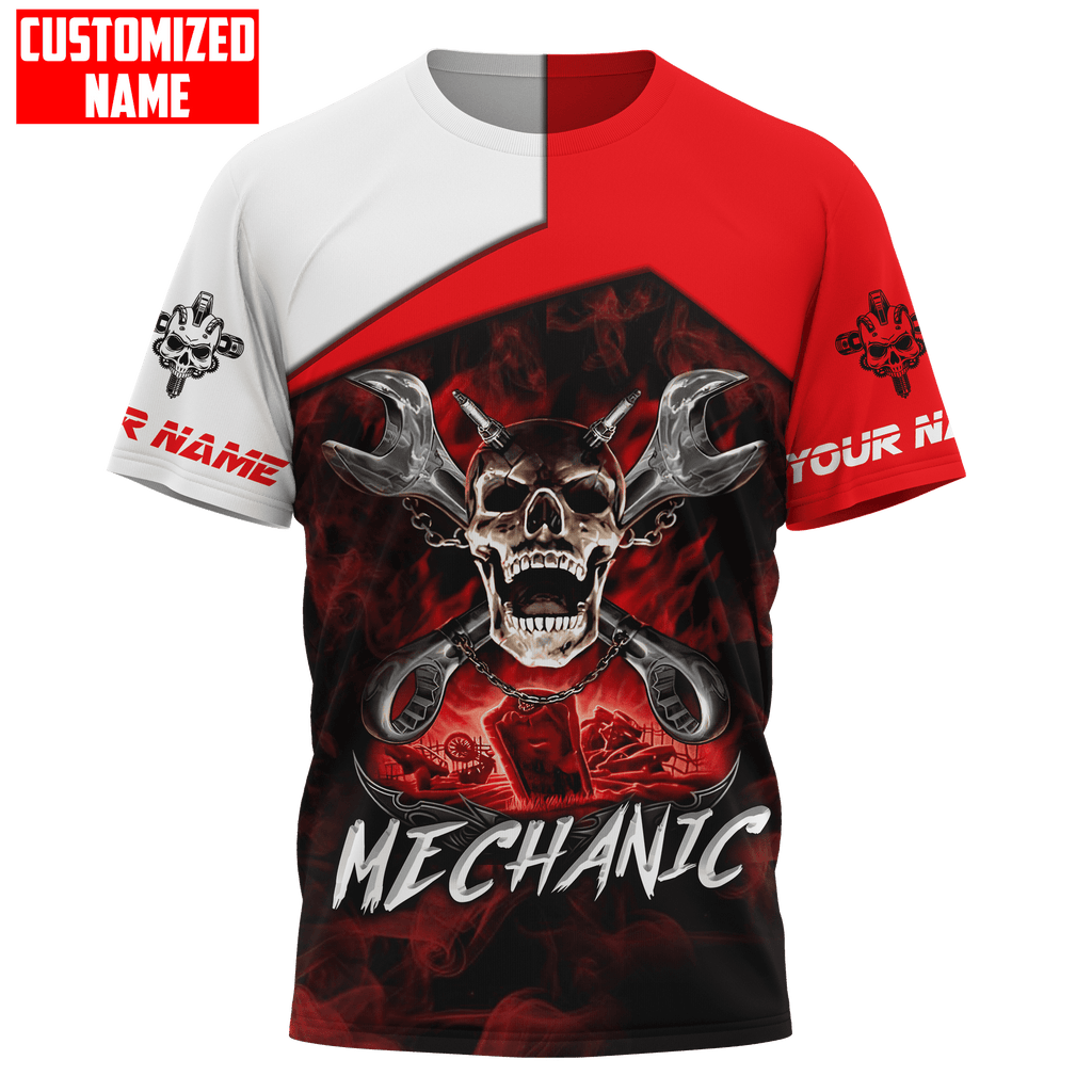 Personalized Mechanic Skull Unisex Shirts