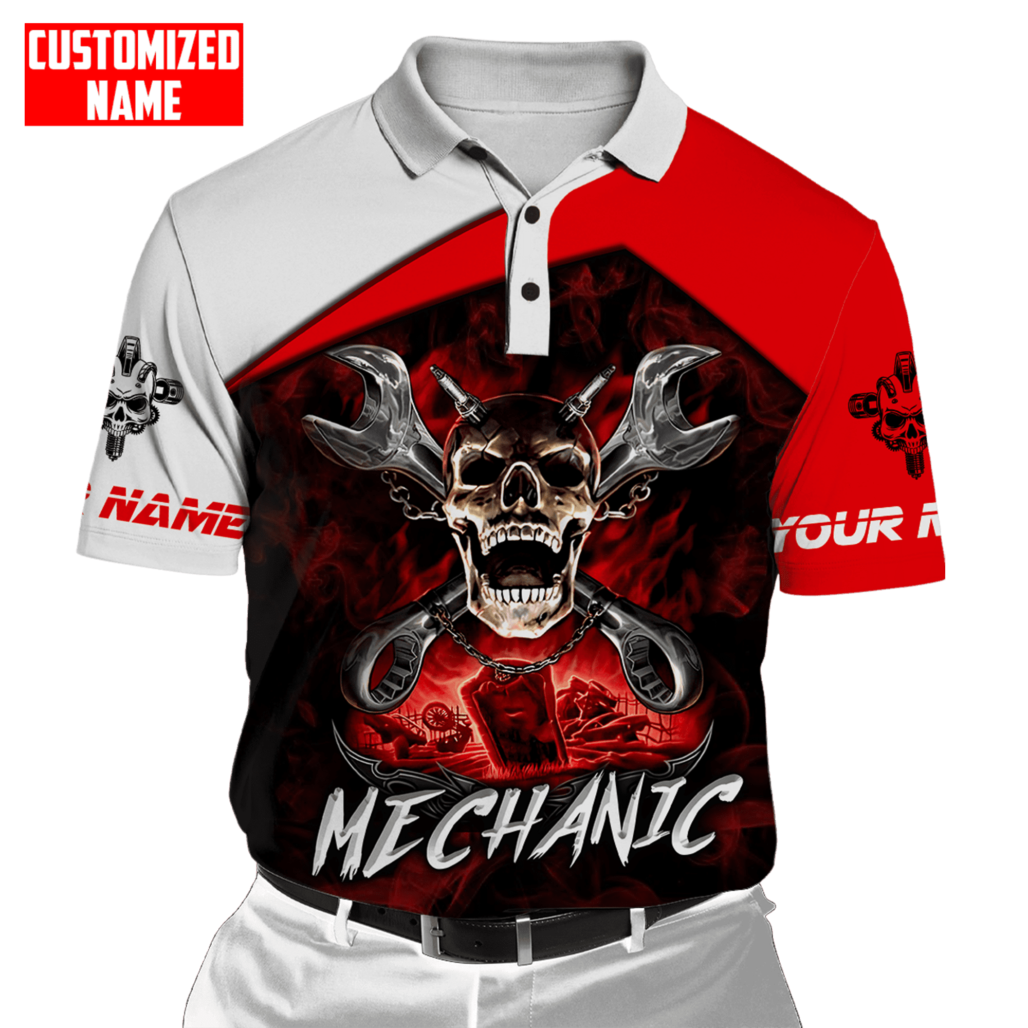 Personalized Mechanic Skull Unisex Shirts