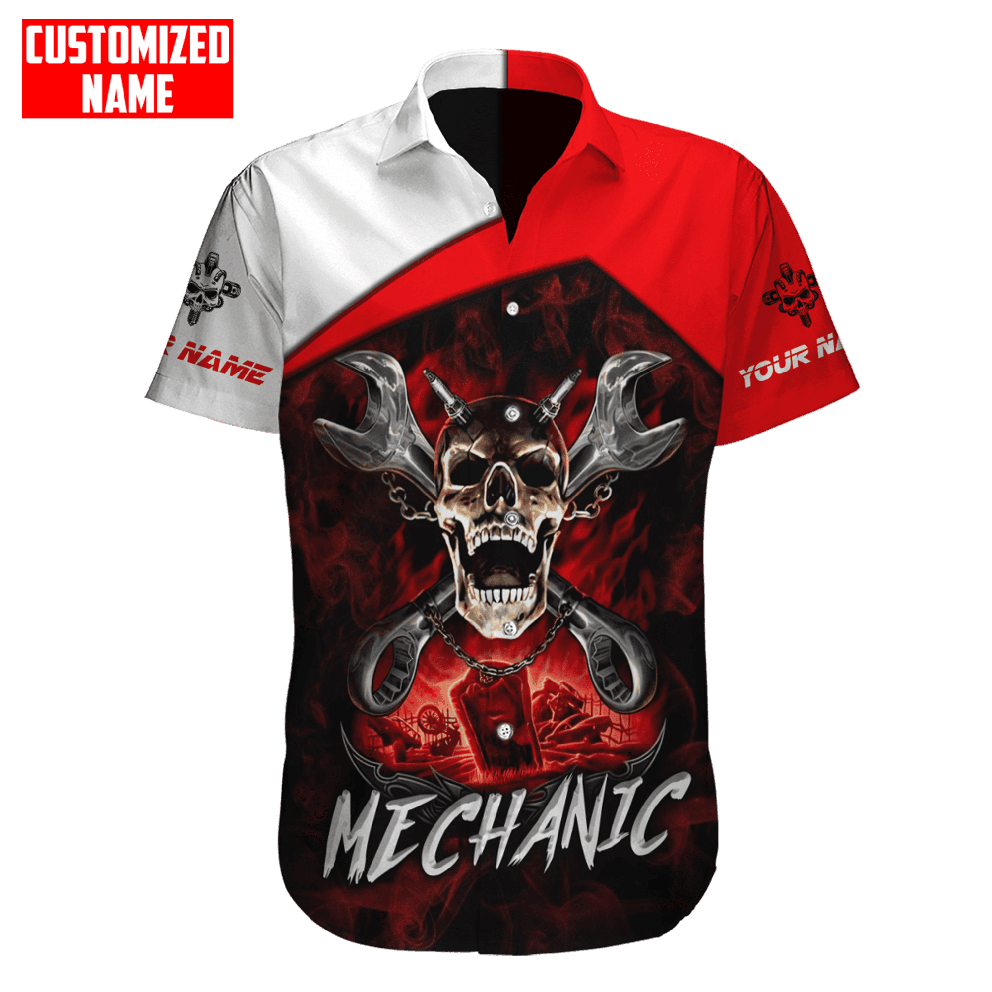 Personalized Mechanic Skull Unisex Shirts