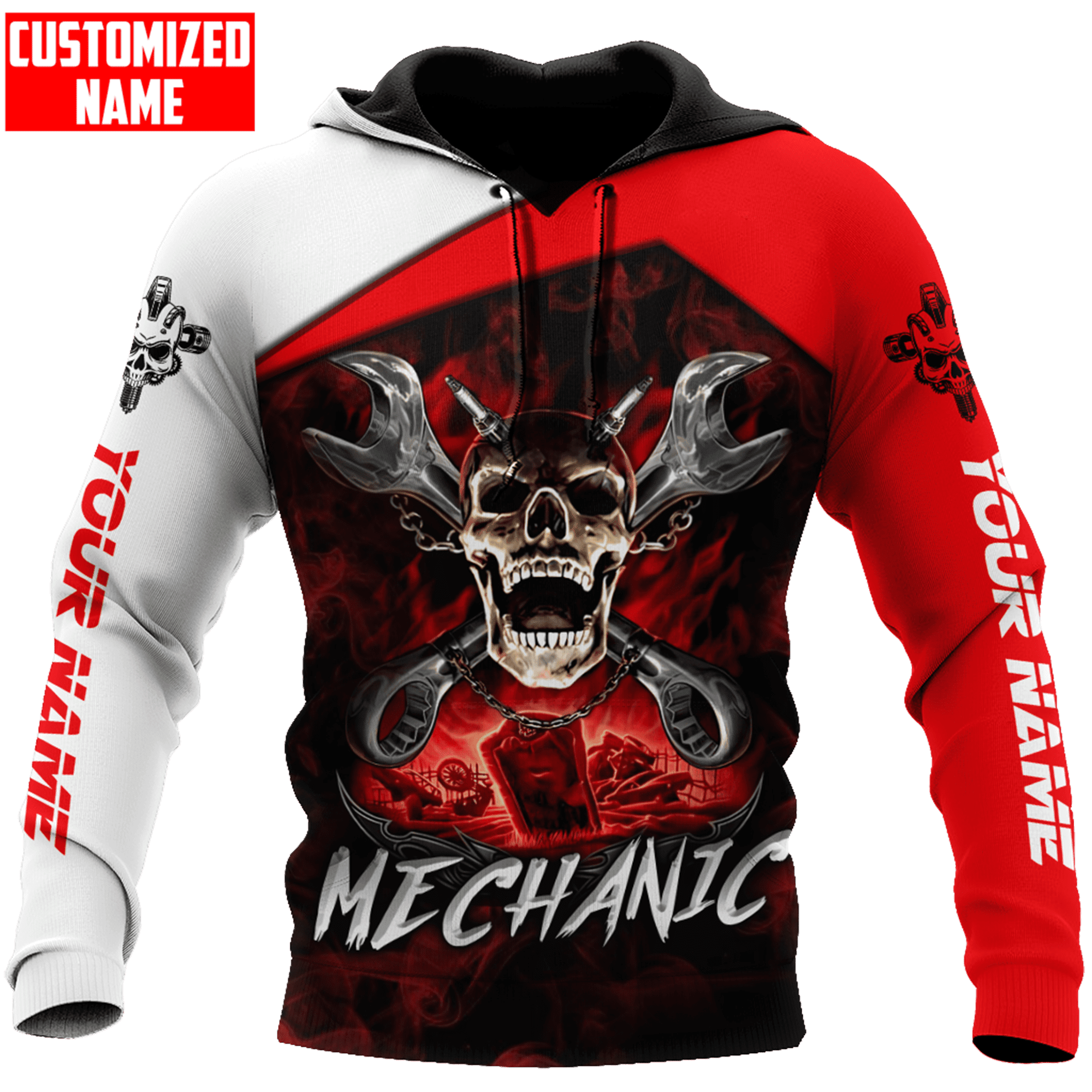 Personalized Mechanic Skull Unisex Shirts