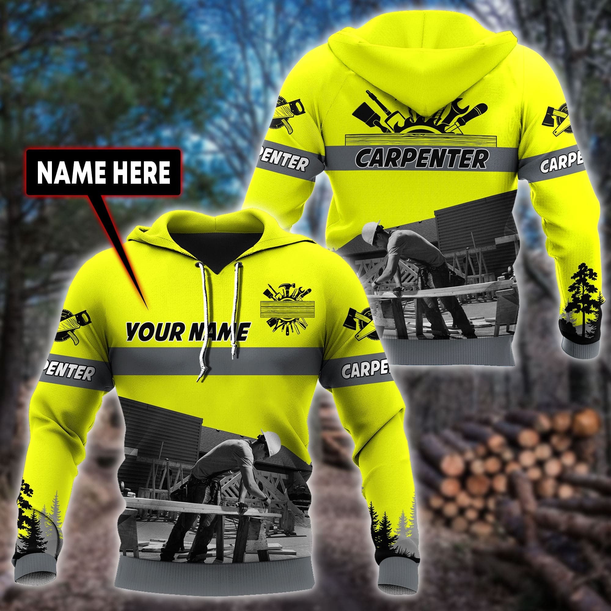 Personalized Name Carpenter Unisex Shirts Yellow
