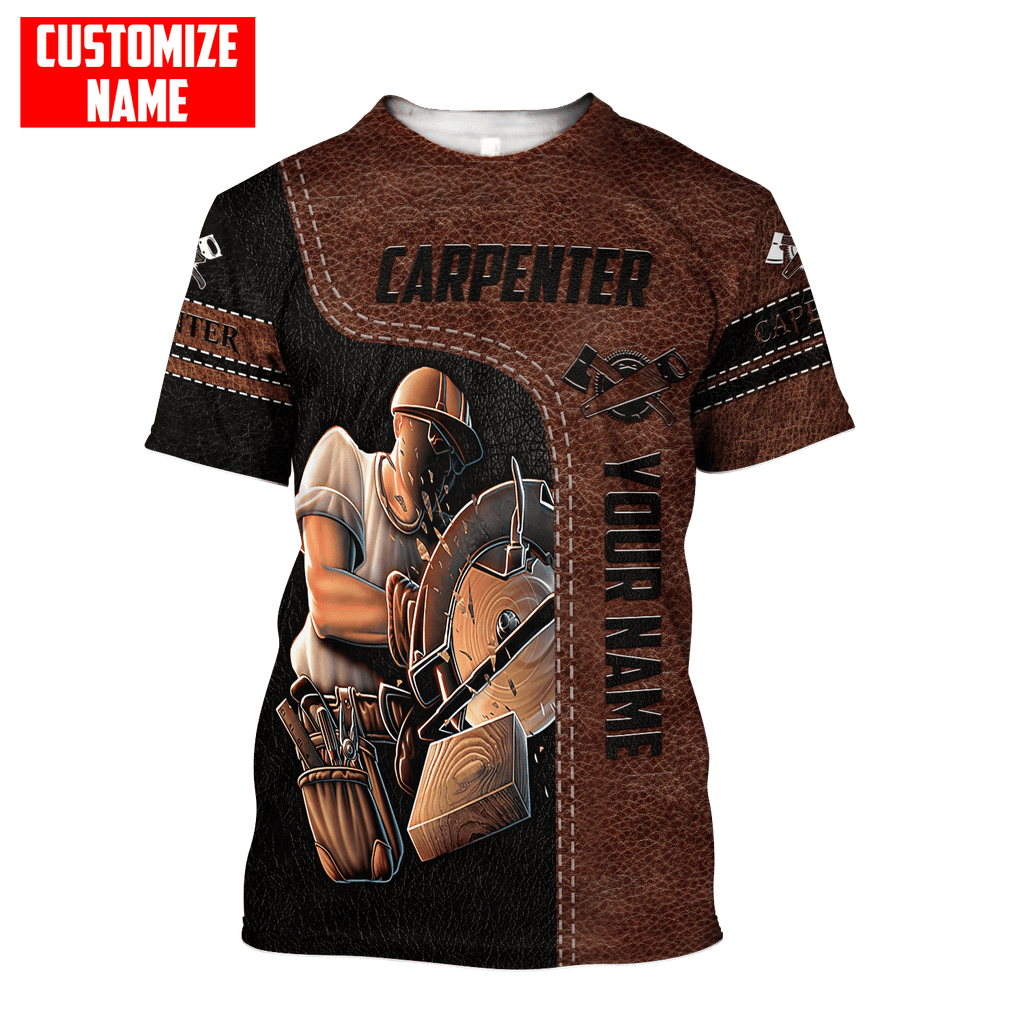 Personalized Name Carpenter Unisex Shirts Leather Texture