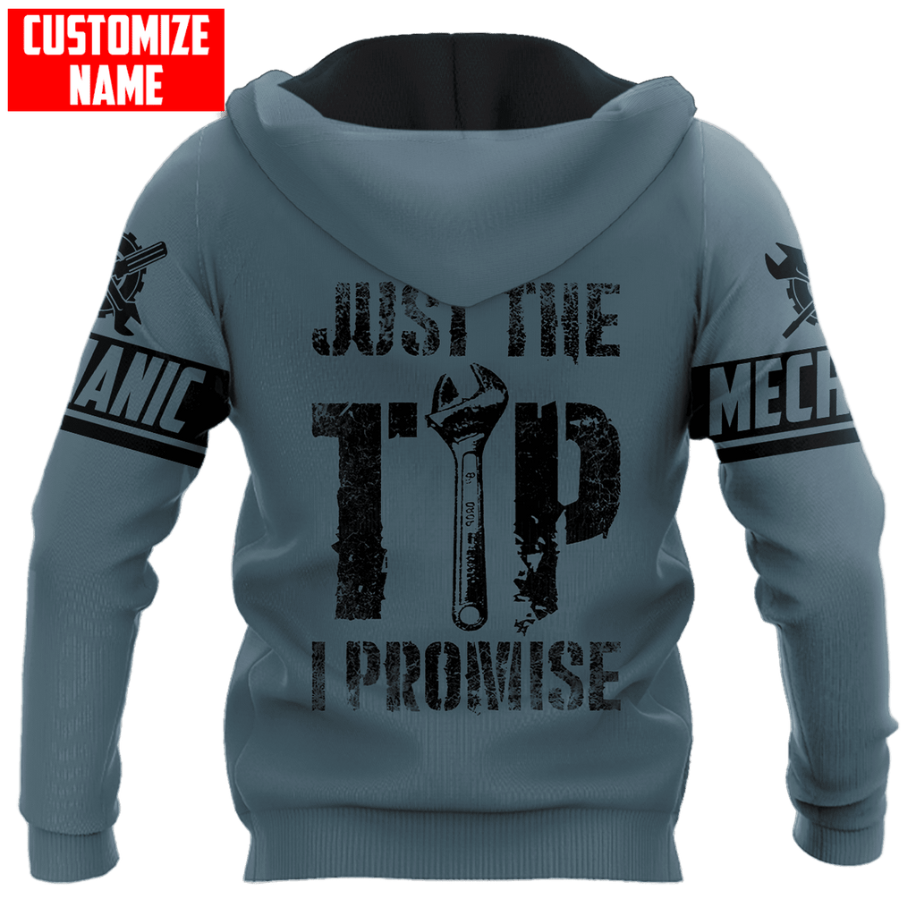 Personalized Name Mechanic Skull Just The Tip I Promise Unisex Shirts Blue