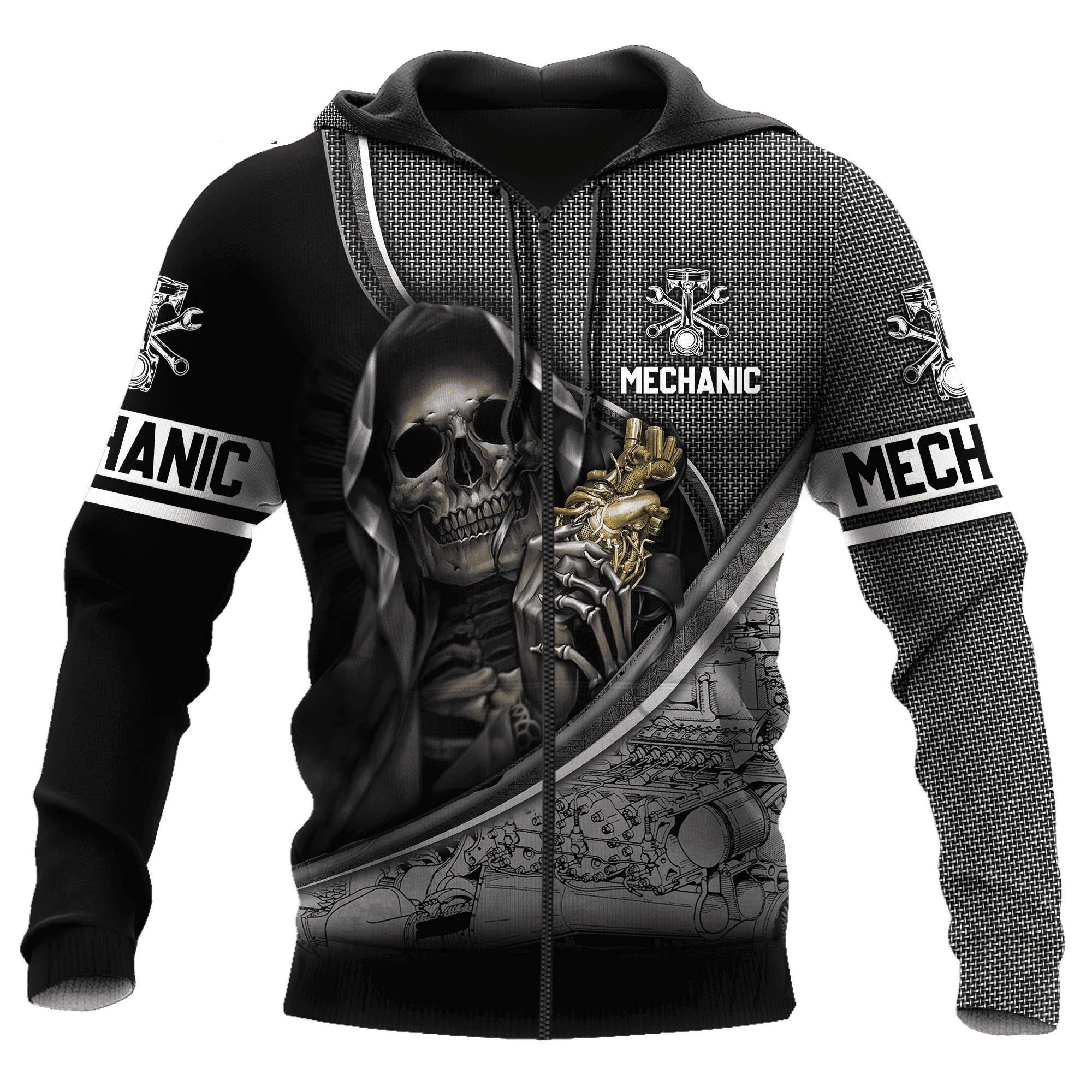 Personalized Name Mechanic Skull Unisex Shirts