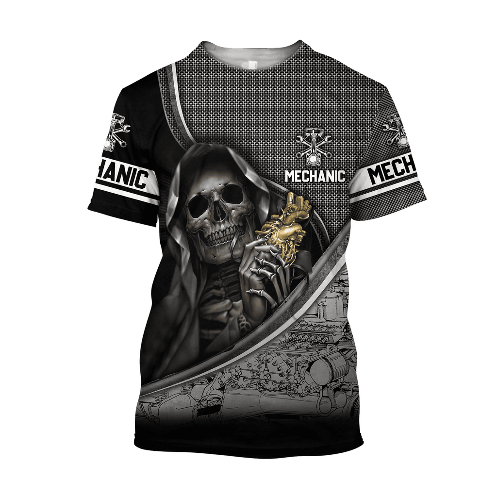 Personalized Name Mechanic Skull Unisex Shirts