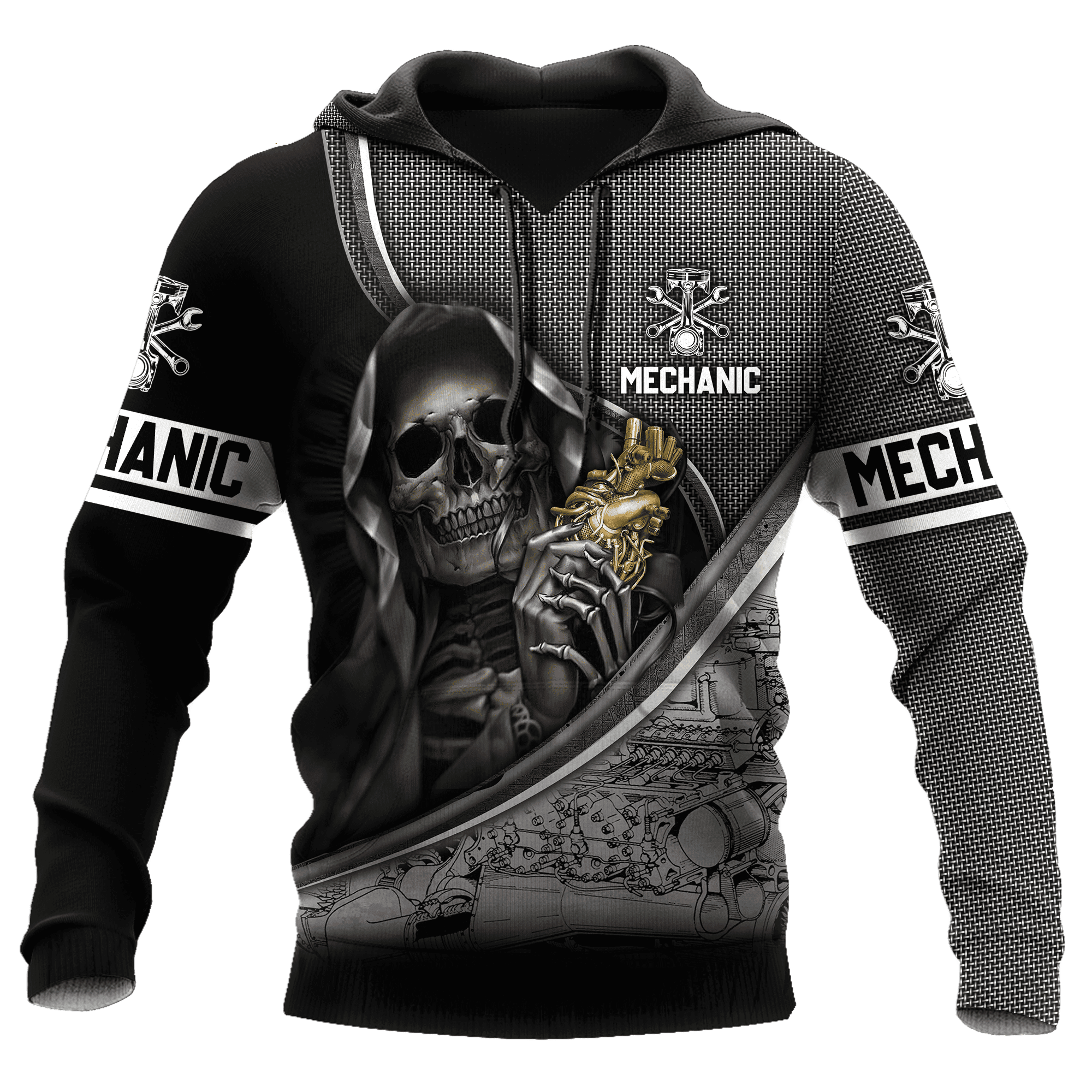 Personalized Name Mechanic Skull Unisex Shirts