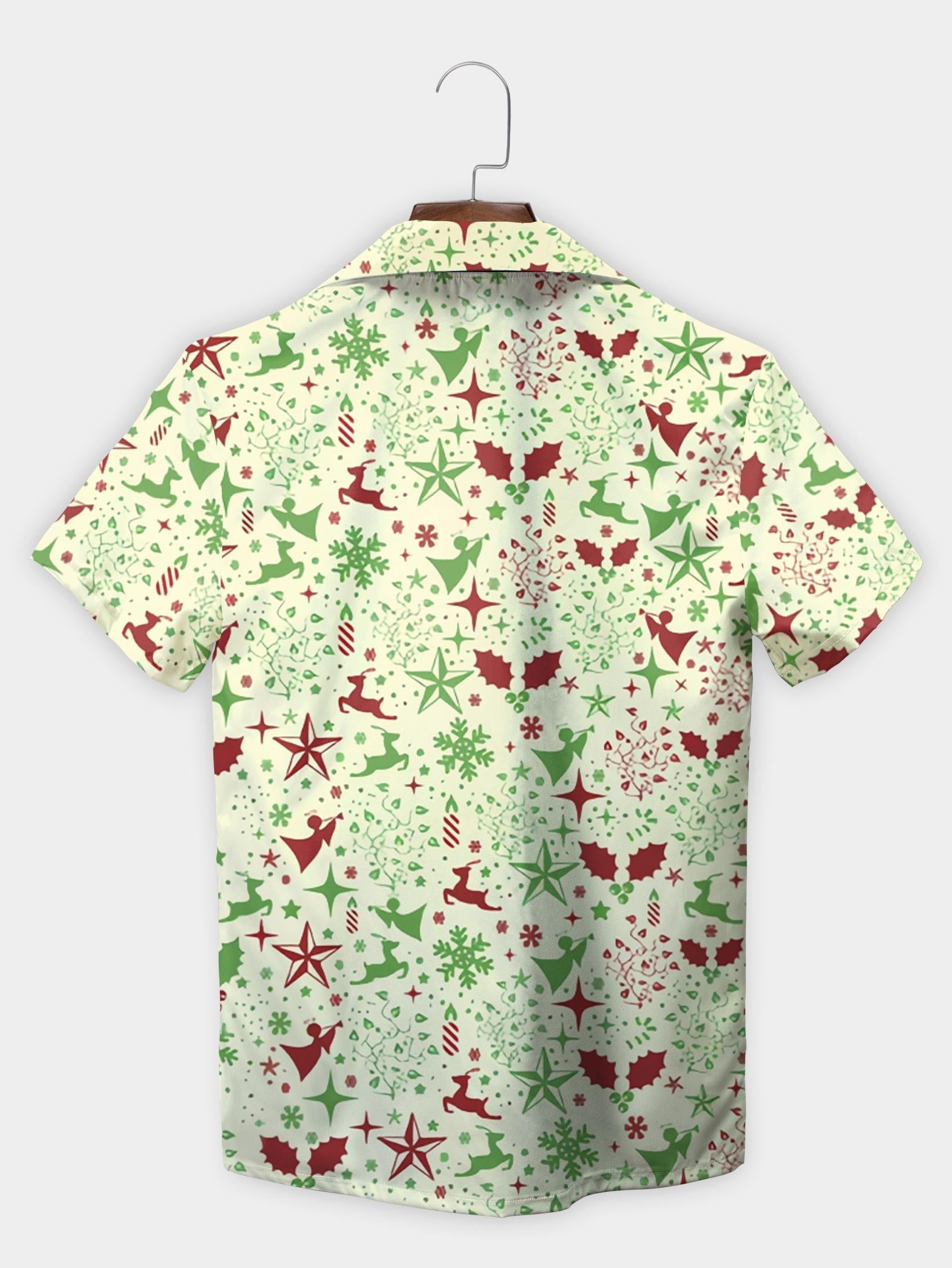 Green Santa Riding Dinosaur Gift Christmas Short Sleeve Aloha Shirt