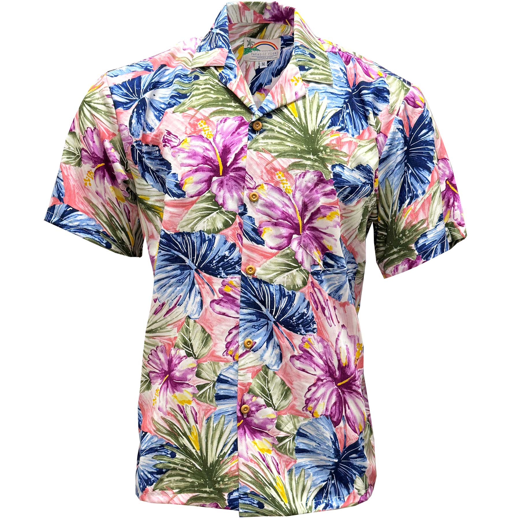 Painted Hibiscus - Coral Short Sleeve Hawaiian Shirt