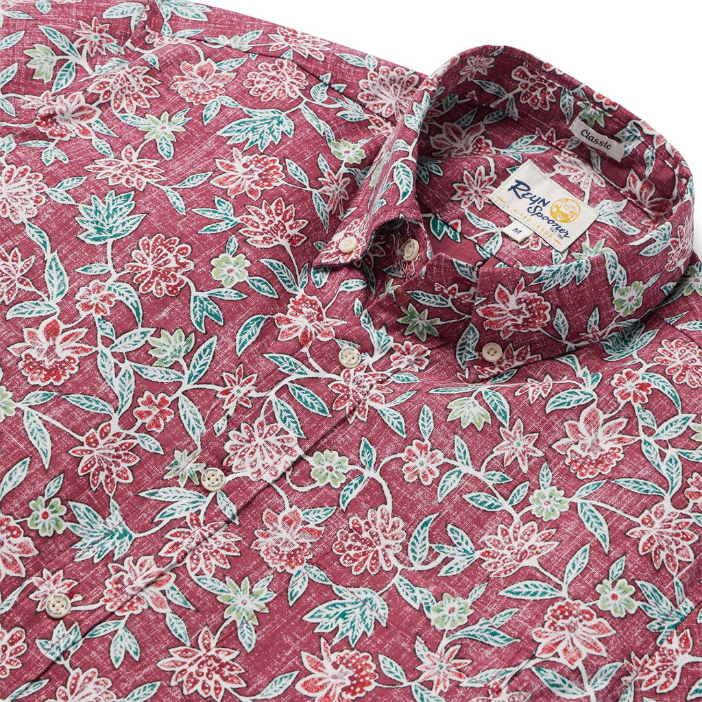 Sentosa - Cranberry Short Sleeve Hawaiian Shirt