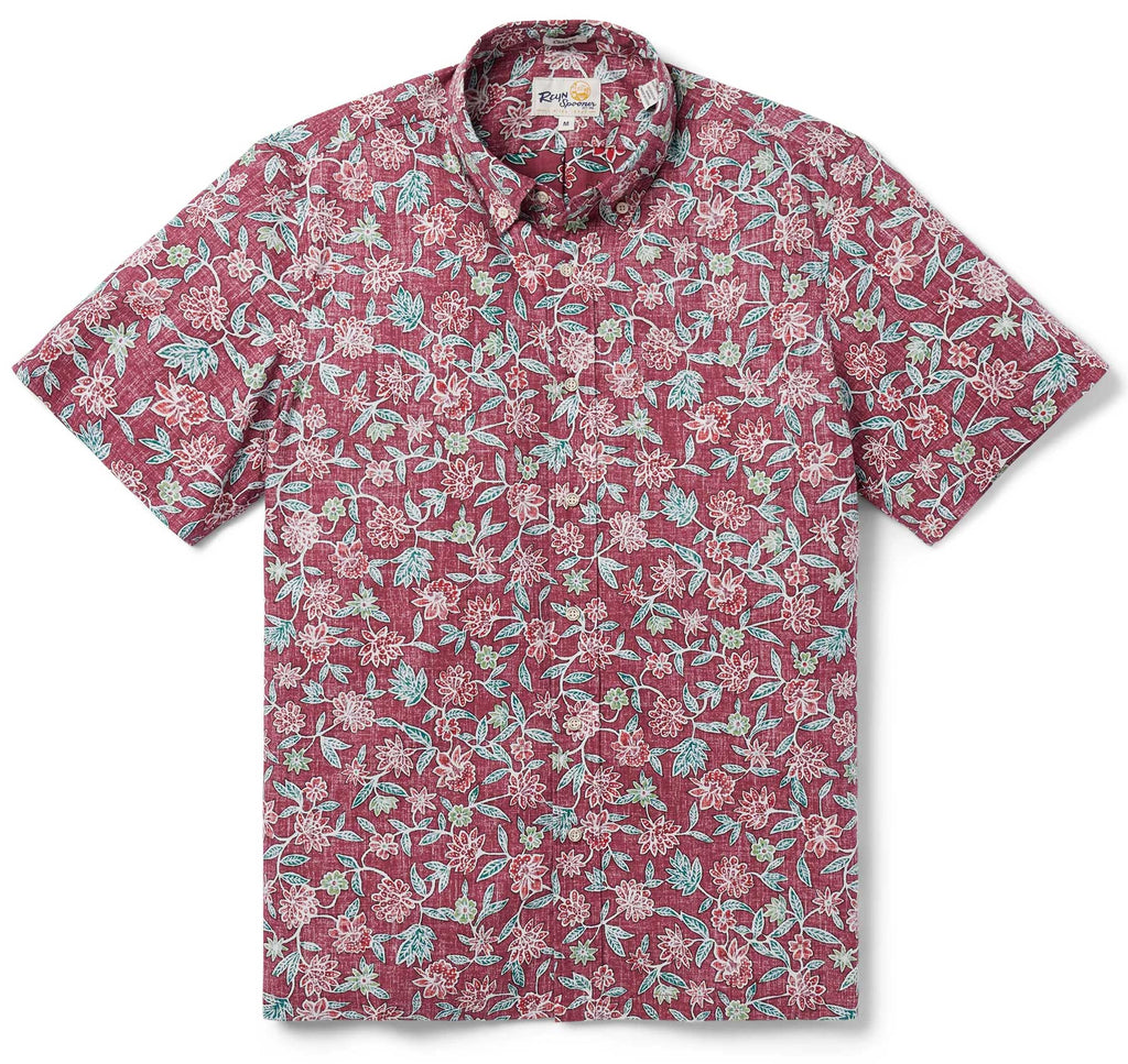 Sentosa - Cranberry Short Sleeve Hawaiian Shirt