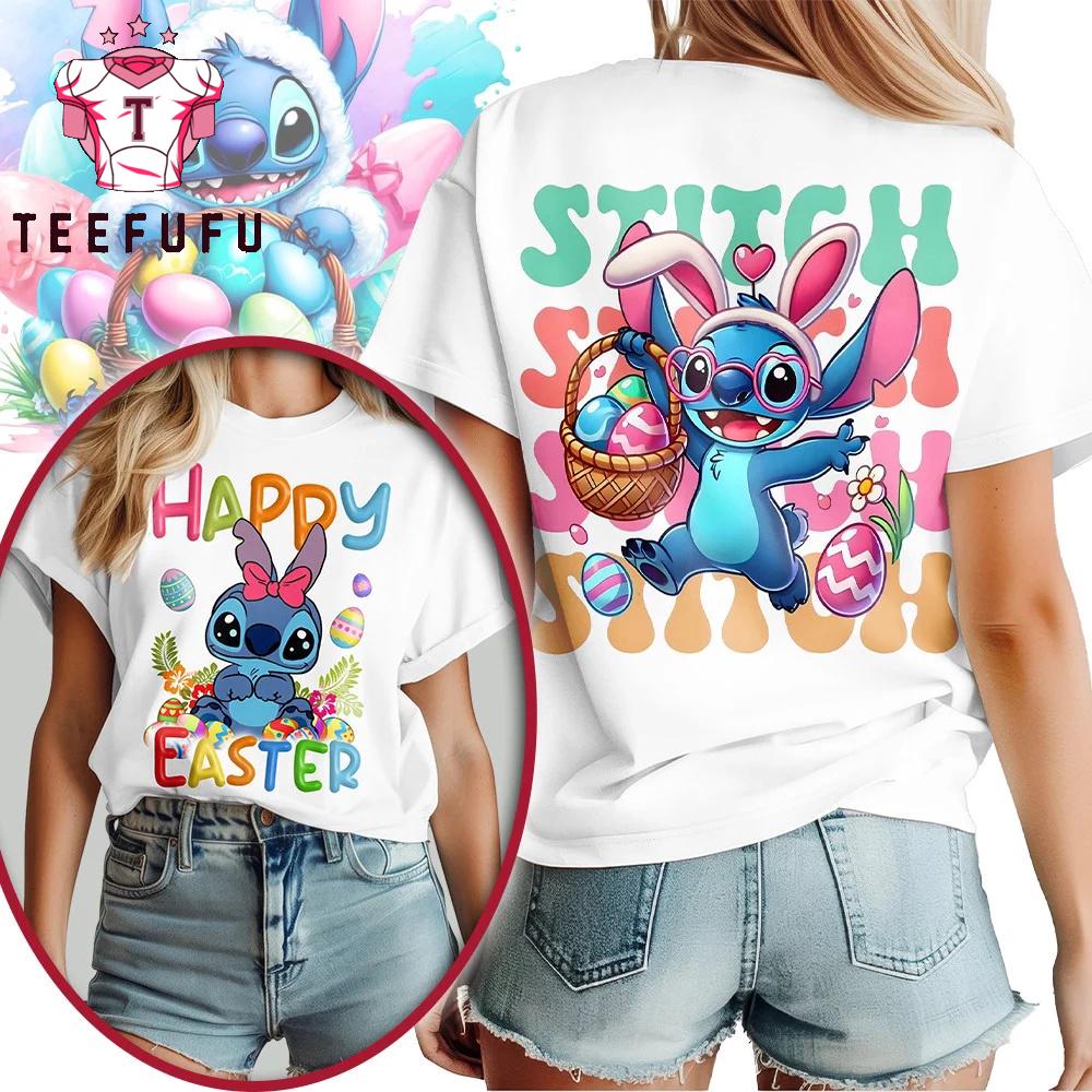 Stitch Happy Easter 2026 White T Shirt