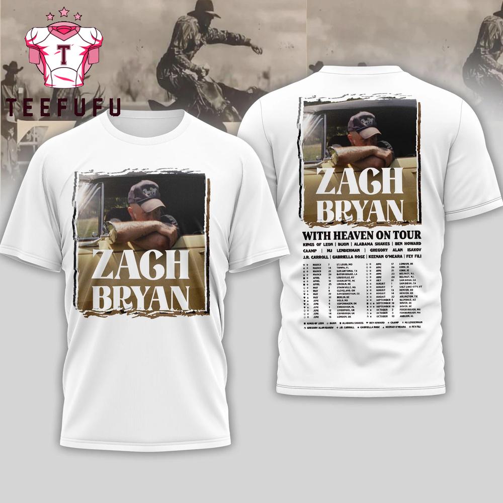 Zach Bryan With Heaven on Tour 2026 White T Shirt